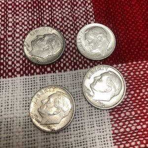 Dime Silver Coins 1964 set of 4. Made of silver